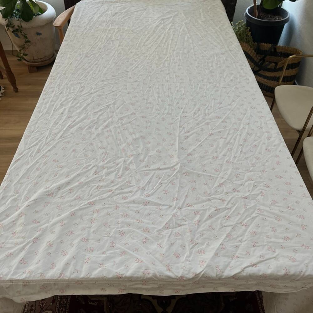 American Pacific Flat Sheet 100% Cotton Shabby Chic Pink Roses 90x85"